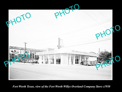 OLD LARGE HISTORIC PHOTO OF FORT WORTH TEXAS, THE WILLYS OVERLAND STORE c1950