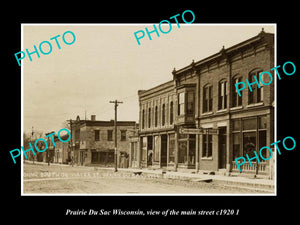 OLD LARGE HISTORIC PHOTO PRAIRIE DU SAC WISCONSIN, VIEW OF STORES & MAIN ST 1920