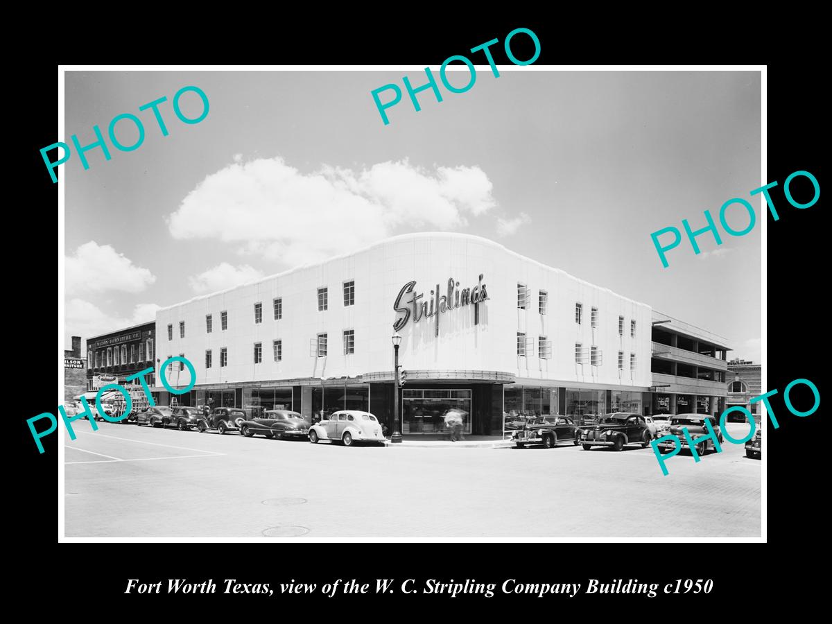 OLD LARGE HISTORIC PHOTO OF FORT WORTH TEXAS, THE WC STRIPLING BUILDING c1950