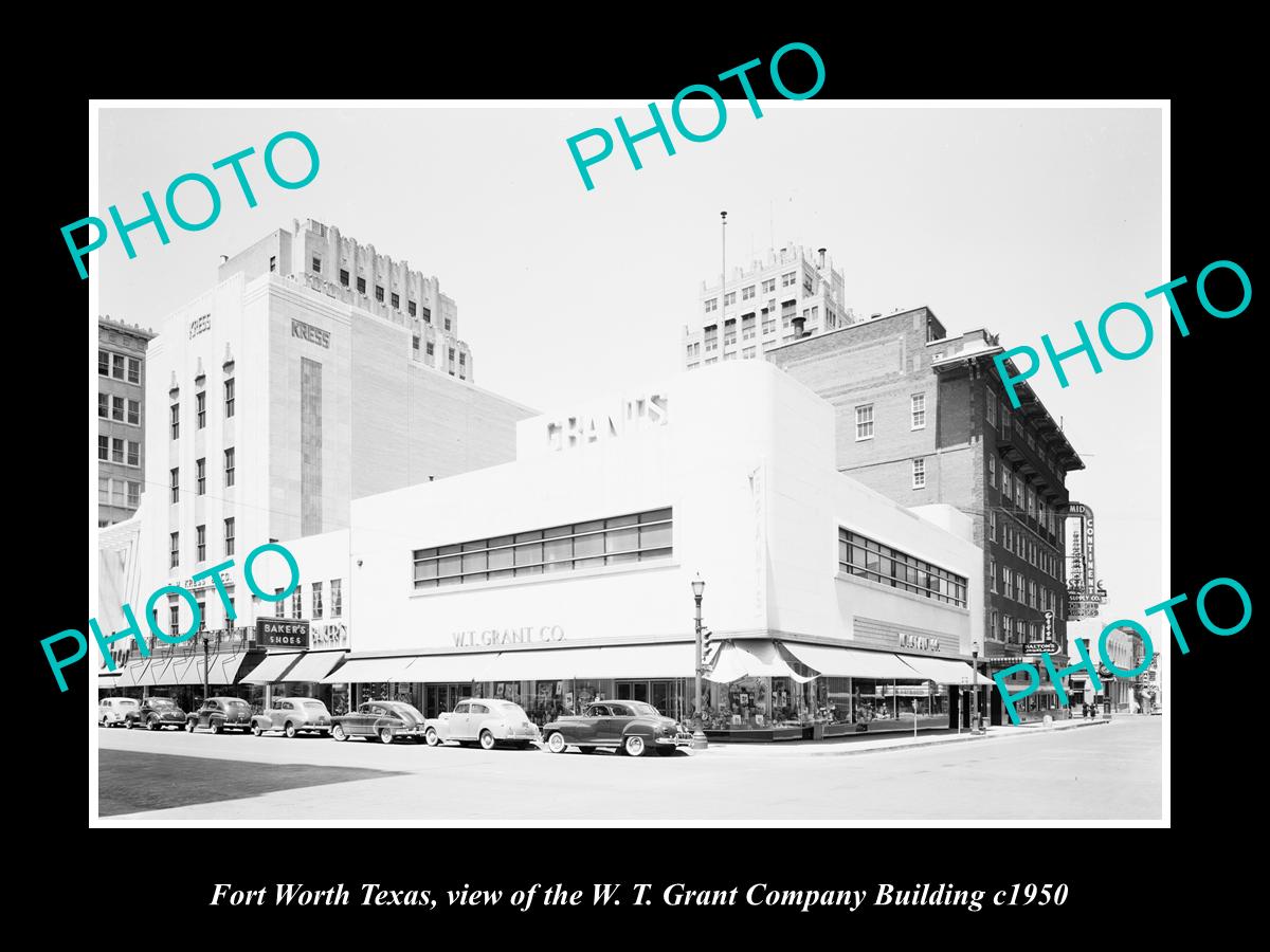 OLD LARGE HISTORIC PHOTO OF FORT WORTH TEXAS, THE WT GRANT BUILDING c1950