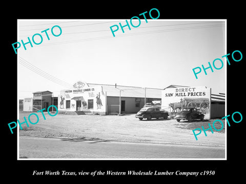 OLD LARGE HISTORIC PHOTO OF FORT WORTH TEXAS, THE WESTERN LUMBER COMPANY c1950