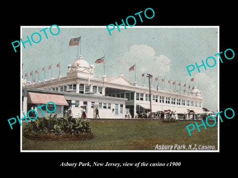 OLD LARGE HISTORIC PHOTO ASBURY PARK NEW JERSEY, VIEW OF THE CASINO c1900