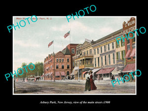 OLD LARGE HISTORIC PHOTO ASBURY PARK NEW JERSEY, VIEW OF THE MAIN STREET c1900