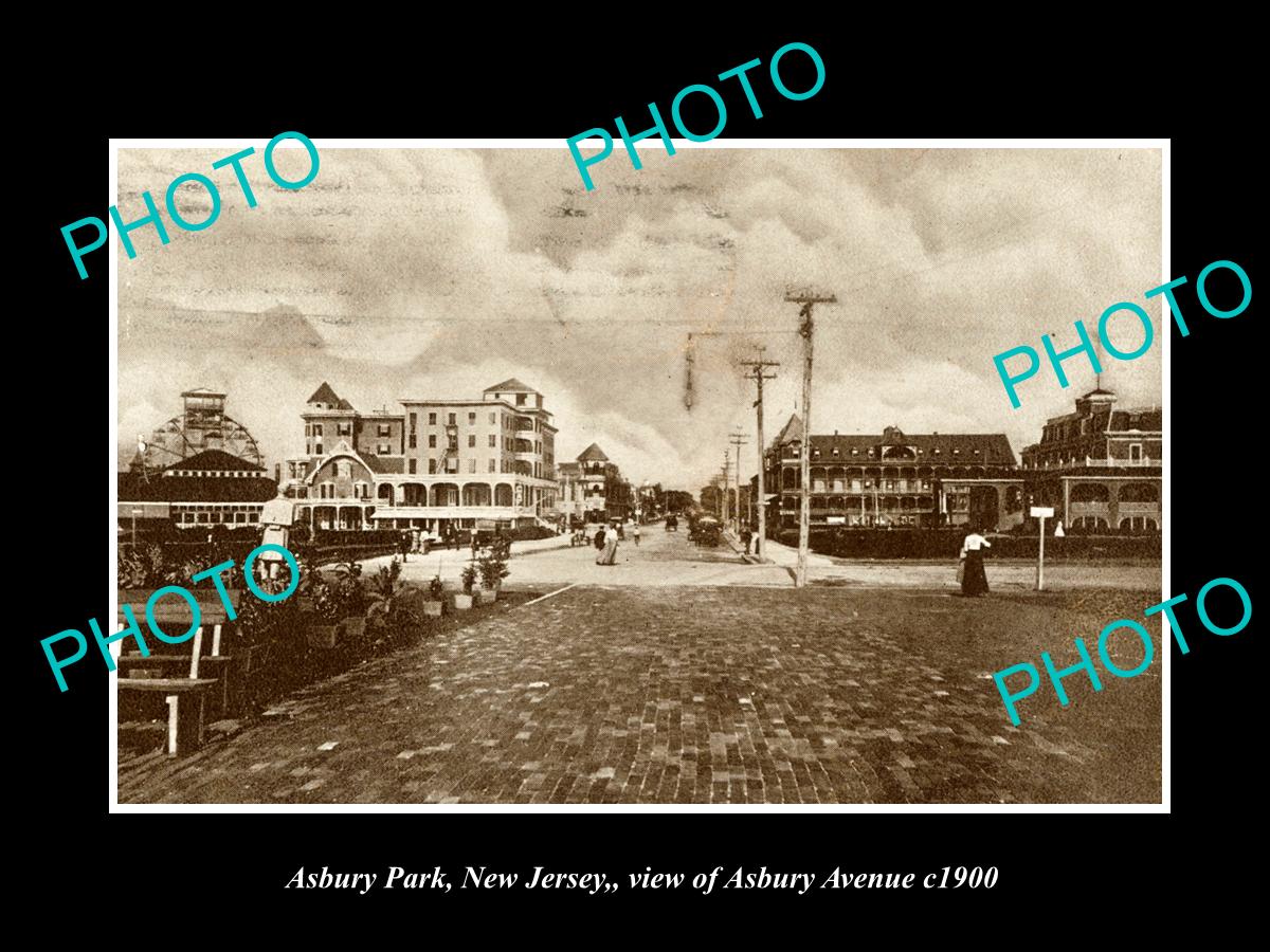 OLD LARGE HISTORIC PHOTO ASBURY PARK NEW JERSEY, VIEW OF ASBURY AVENUE c1900