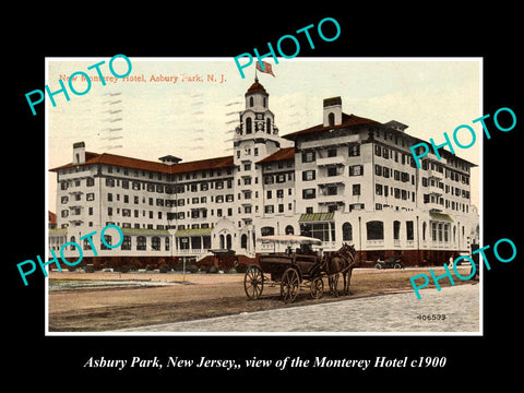 OLD LARGE HISTORIC PHOTO ASBURY PARK NEW JERSEY, VIEW OF THE MONTEREY HOTEL 1900