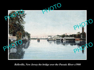 OLD LARGE HISTORIC PHOTO BELLEVILLE NEW JERSEY, THE BRIDGE & PASSAIC RIVER c1900