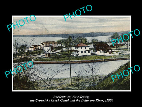 OLD LARGE HISTORIC PHOTO BORDENTOWN NEW JERSEY, THE CANAL & DELAWARE RIVER c1900