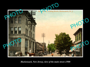 OLD LARGE HISTORIC PHOTO HACKENSACK NEW JERSEY, VIEW OF THE MAIN STREET c1900