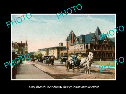 OLD LARGE HISTORIC PHOTO LONG BRANCH NEW JERSEY, VIEW OF OCEAN AVENUE c1900