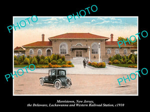 OLD LARGE HISTORIC PHOTO MORRISTOWN NEW JERSEY, THE DL&W RAILROAD STATION c1910