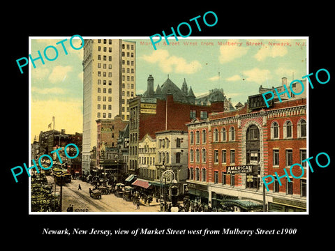 OLD LARGE HISTORIC PHOTO NEWARK NEW JERSEY, VIEW OF MARKET STREET c1900 3