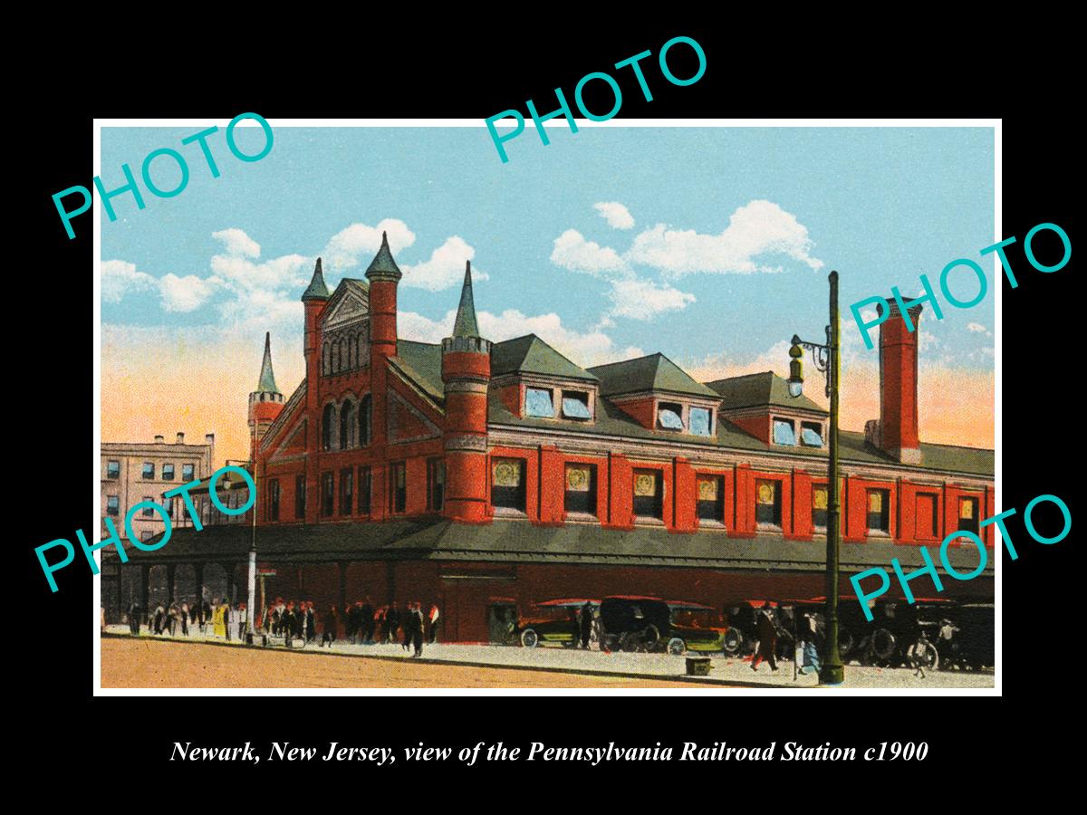 OLD LARGE HISTORIC PHOTO NEWARK NEW JERSEY, THE PRR RAILROAD STATION c1900