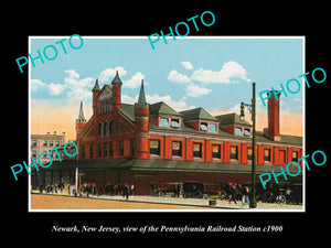 OLD LARGE HISTORIC PHOTO NEWARK NEW JERSEY, THE PRR RAILROAD STATION c1900