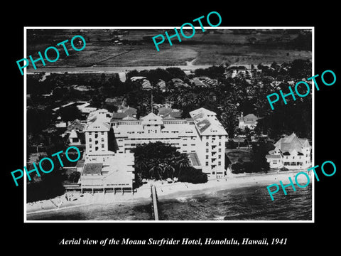 OLD LARGE HISTORIC PHOTO HONOLULU HAWAII, THE MOANA SURFRIDER HOTEL c1941