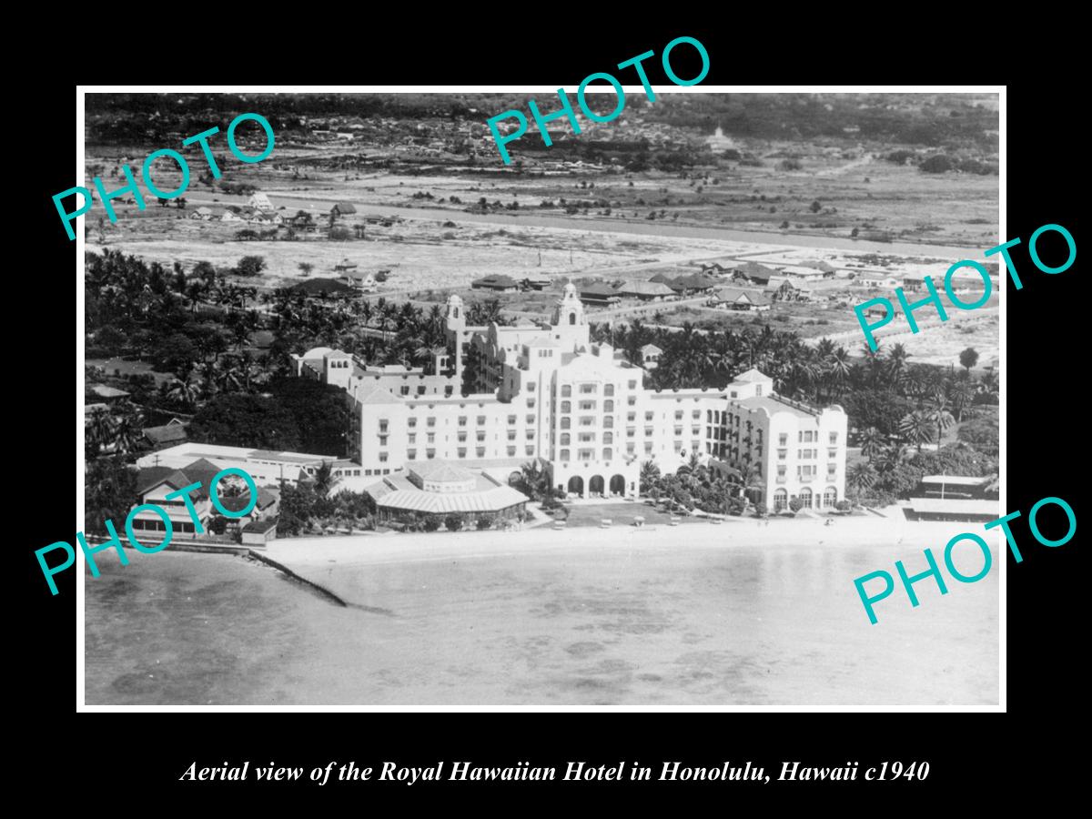 OLD LARGE HISTORIC PHOTO HONOLULU HAWAII, THE ROYAL HAWAIIAN HOTEL c1940