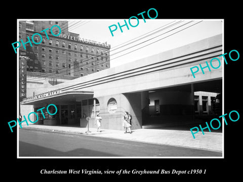 OLD LARGE HISTORIC PHOTO CHARLESTON WEST VIRGINIA, GREYHOUND BUS DEPOT c1950 1