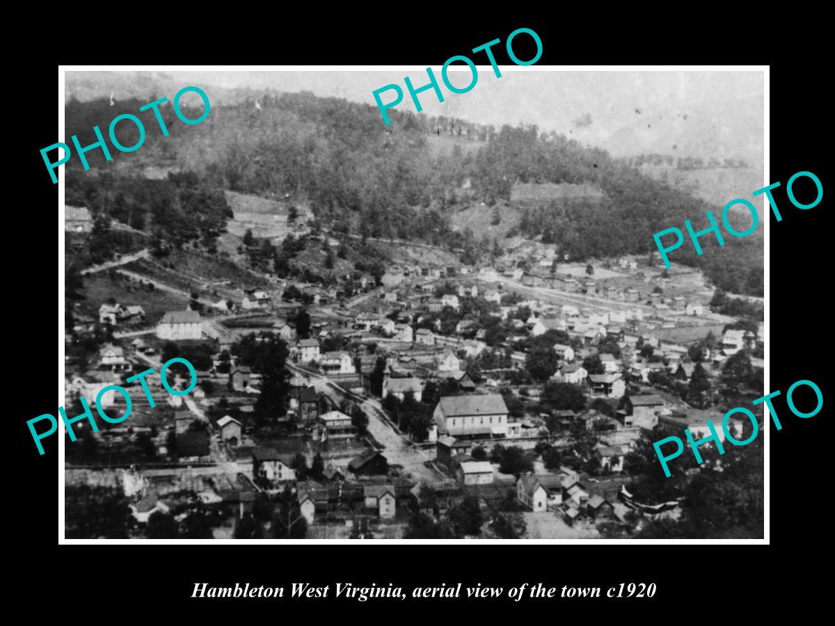 OLD LARGE HISTORIC PHOTO HAMBLETON WEST VIRGINIA, VIEW OF THE TOWN c1920