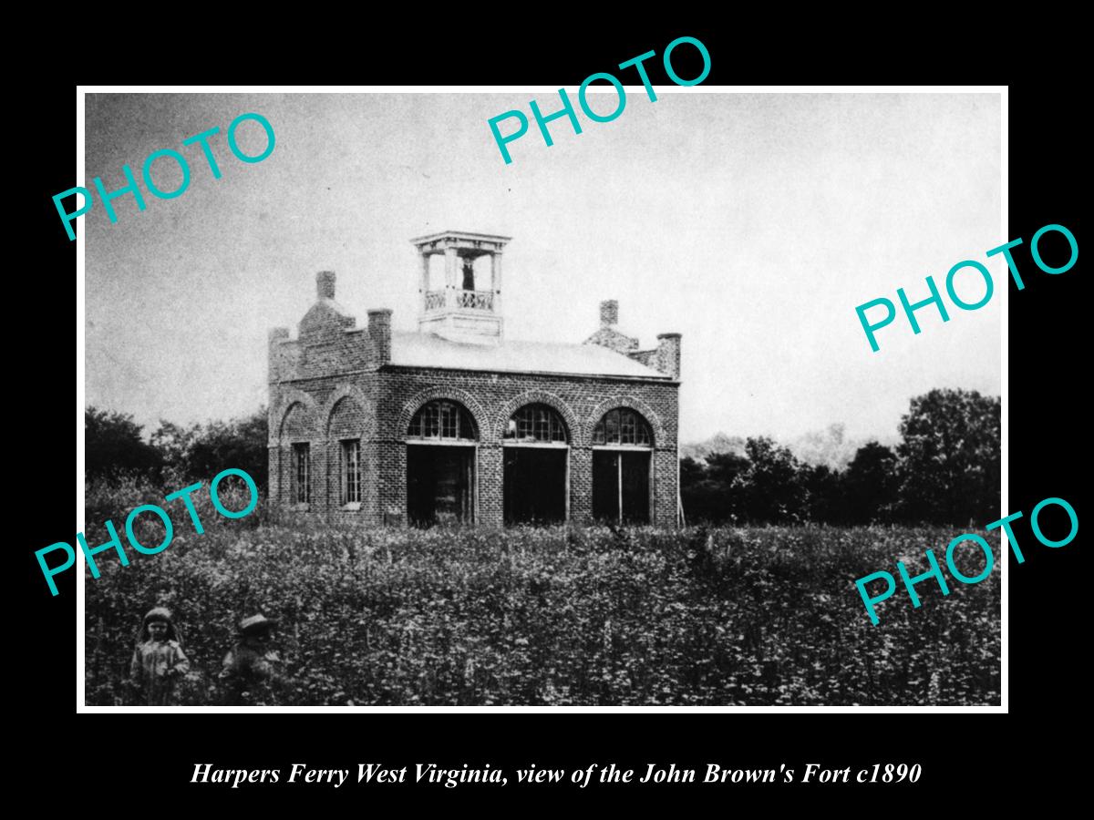 OLD LARGE HISTORIC PHOTO HARPERS FERRY WEST VIRGINIA, THE JOHN BROWNS FORT c1890