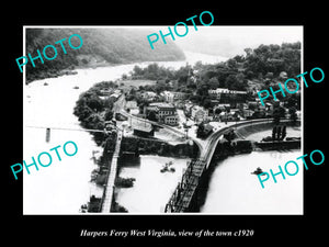 OLD LARGE HISTORIC PHOTO HARPERS FERRY WEST VIRGINIA, VIEW OF THE TOWN c1920