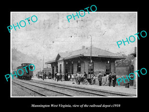 OLD LARGE HISTORIC PHOTO MANNINGTON WEST VIRGINIA, VIEW OF RAILROAD STATION 1910