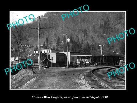 OLD LARGE HISTORIC PHOTO MULLENS WEST VIRGINIA, VIEW OF RAILROAD STATION c1930