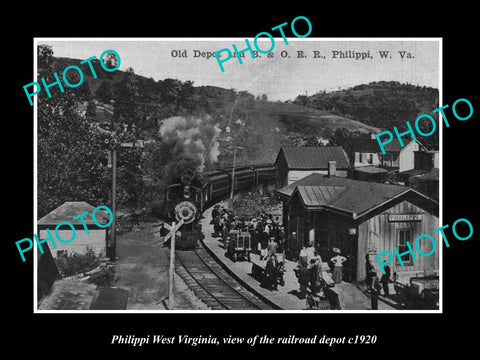 OLD LARGE HISTORIC PHOTO PHILIPPI WEST VIRGINIA, VIEW OF RAILROAD STATION c1920