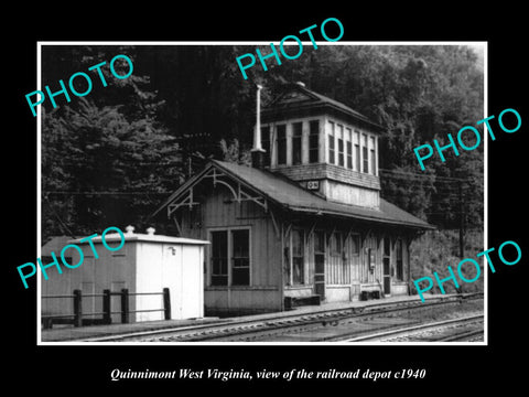 OLD LARGE HISTORIC PHOTO QUINNIMONT WEST VIRGINIA, VIEW OF RAILROAD STATION 1940