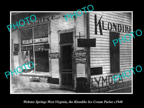 OLD HISTORIC PHOTO WEBESTER SPRINGS WEST VIRGINIA, THE KLONDIKE ICE CREAM c1940