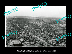 OLD LARGE HISTORIC PHOTO WHEELING WEST VIRGINIA, AERIAL VIEW OF TOWN c1920