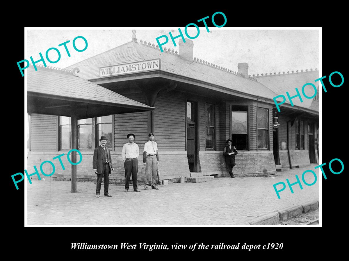 OLD LARGE HISTORIC PHOTO WILLIAMSTOWN WEST VIRGINIA, THE RAILROAD DEPOT c1920