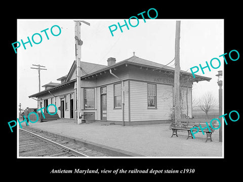 OLD LARGE HISTORIC PHOTO OF ANTIETAM MARYLAND, THE RAILROAD DEPOT STATION c1930