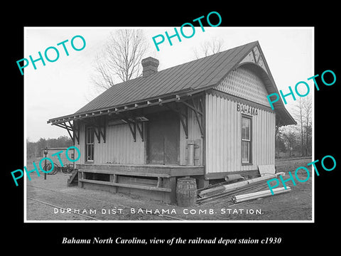 OLD LARGE HISTORIC PHOTO OF BAHAMA NORTH CAROLINA, THE RAILROAD DEPOT c1930