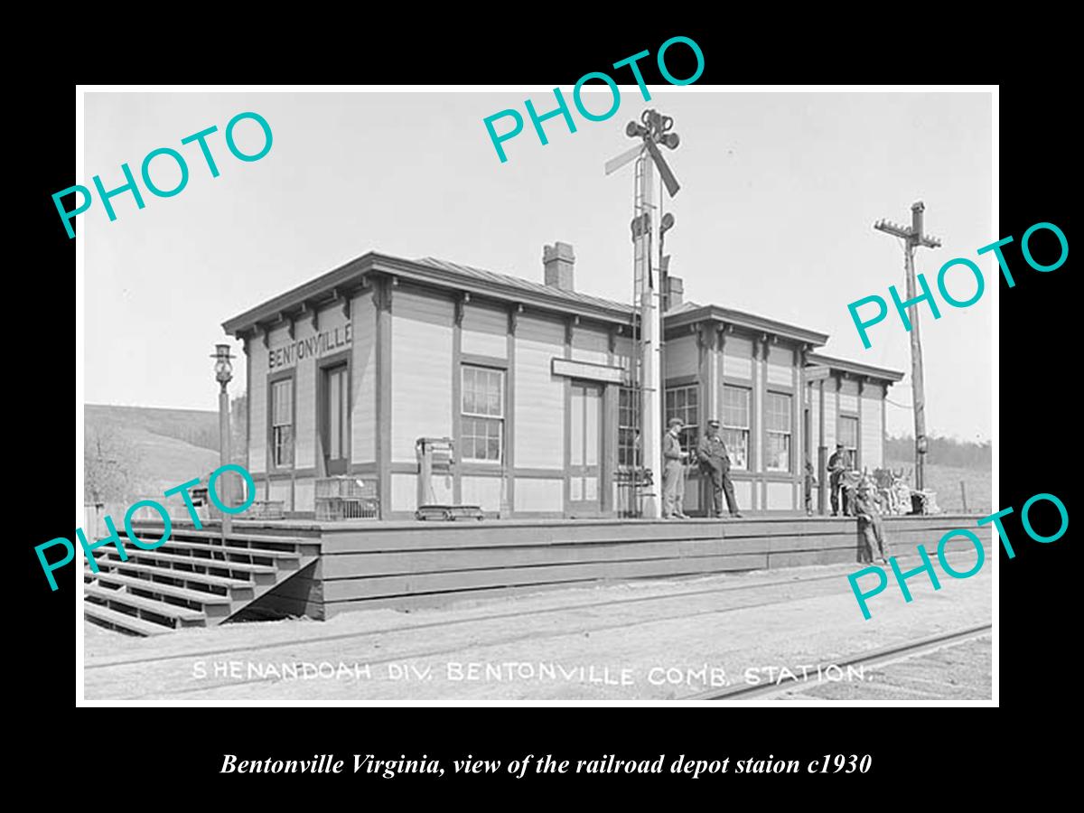 OLD LARGE HISTORIC PHOTO OF BENTONVILLE VIRGINIA, THE RAILROAD DEPOT c1930