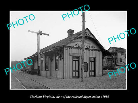 OLD LARGE HISTORIC PHOTO OF CLARKTON VIRGINIA, THE RAILROAD DEPOT c1930