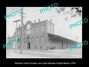 OLD LARGE HISTORIC PHOTO OF DURHAM NORTH CAROLINA, THE RAILROAD DEPOT c1930