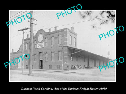 OLD LARGE HISTORIC PHOTO OF DURHAM NORTH CAROLINA, THE RAILROAD DEPOT c1930