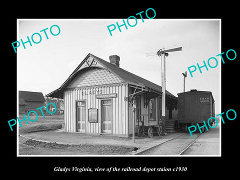 OLD LARGE HISTORIC PHOTO OF GLADYS VIRGINIA, THE RAILROAD DEPOT c1930