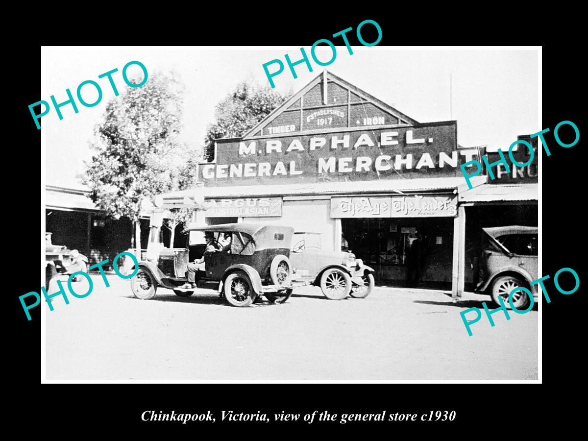 OLD LARGE HISTORIC PHOTO CHINKAPOOK VICTORIA, THE GENERAL STORE c1930