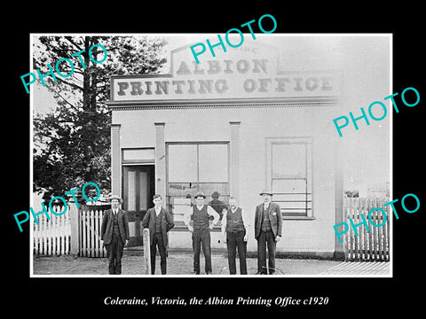 OLD LARGE HISTORIC PHOTO COLERAINE VICTORIA, THE ALBION PRINTING OFFICE c1920