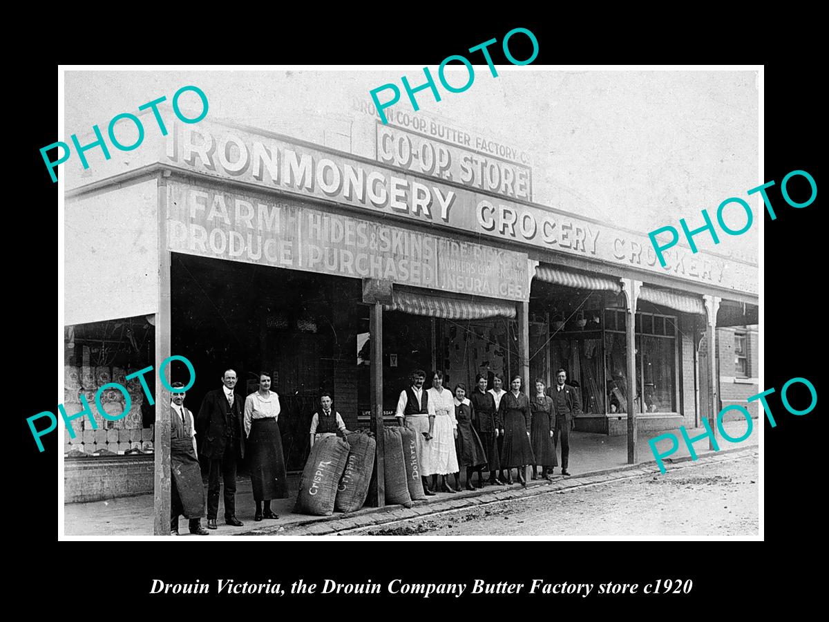 OLD LARGE HISTORIC PHOTO DROUIN VICTORIA, THE BUTTER COMPANY STORE c1920