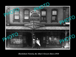 OLD LARGE HISTORIC PHOTO HAWKSBURN VICTORIA, THE ALLAN GROCER STORE c1920