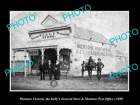 OLD LARGE HISTORIC PHOTO MENTONE VICTORIA, THE STORE & POST OFFICE c1890