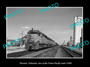 OLD LARGE HISTORIC PHOTO OVERTON NEBRASKA, THE UNION PACIFIC RAILROAD c1960