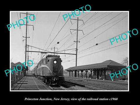 OLD LARGE HISTORIC PHOTO PRINCETON JUNCTION NEW JERSEY RAILROAD STATION c1960