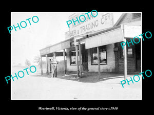 OLD LARGE HISTORIC PHOTO WERRIMULL VICTORIA, THE GENERAL STORE c1940