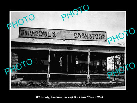 OLD LARGE HISTORIC PHOTO WHOROULY VICTORIA, VIEW OF THE CASH STORE c1920