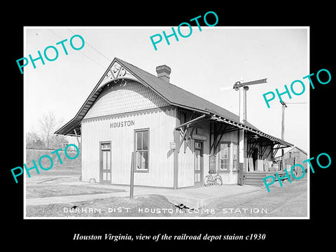 OLD LARGE HISTORIC PHOTO OF HOUSTON VIRGINIA, THE RAILROAD DEPOT c1930