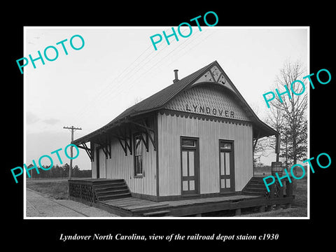 OLD LARGE HISTORIC PHOTO OF LYNDOVER NORTH CAROLINA, THE RAILROAD DEPOT c1930