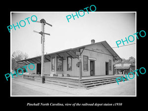 OLD LARGE HISTORIC PHOTO OF PINEHALL NORTH CAROLINA, THE RAILROAD DEPOT c1930