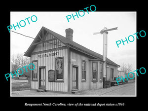 OLD LARGE HISTORIC PHOTO OF ROUGEMONT NORTH CAROLINA, THE RAILROAD DEPOT c1930